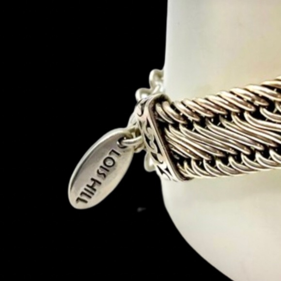 LOIS HILL Sterling Silver Woven Bracelet w Cut Out Stations & Lobster Claw Clasp - Picture 8 of 9